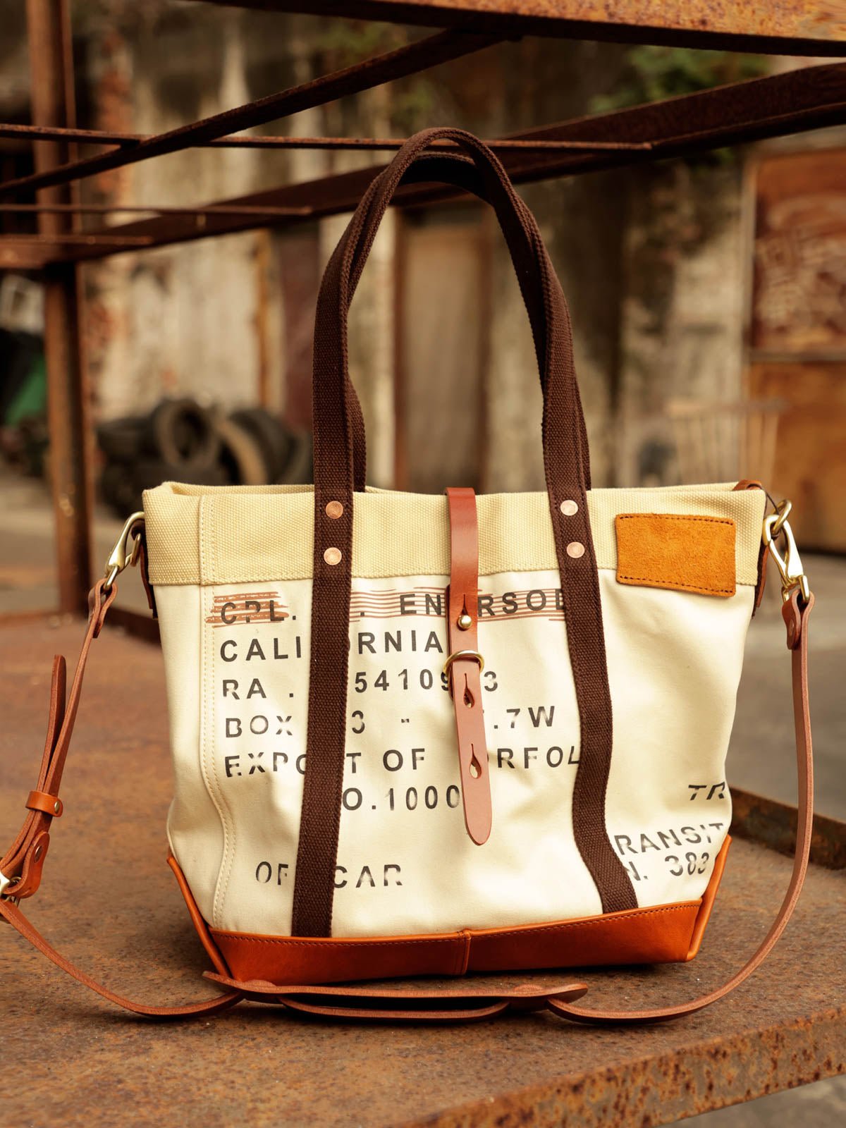 アメリカンヴィンテージキャンバストートバッグ詳細図