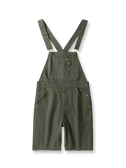 全体像を捉えたレトロなビーズキャンバス製サスペンダーショートパンツ