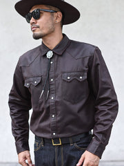 ウエスタン風 フェイクオイルワックス加工 デニムシャツ