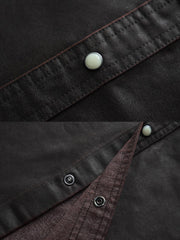 ウエスタン風 フェイクオイルワックス加工 デニムシャツ