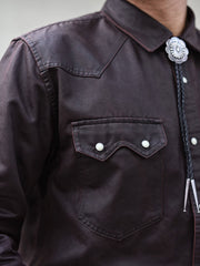 ウエスタン風 フェイクオイルワックス加工 デニムシャツ