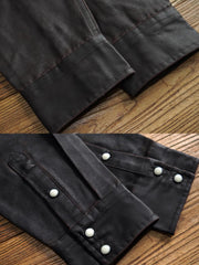 ウエスタン風 フェイクオイルワックス加工 デニムシャツ