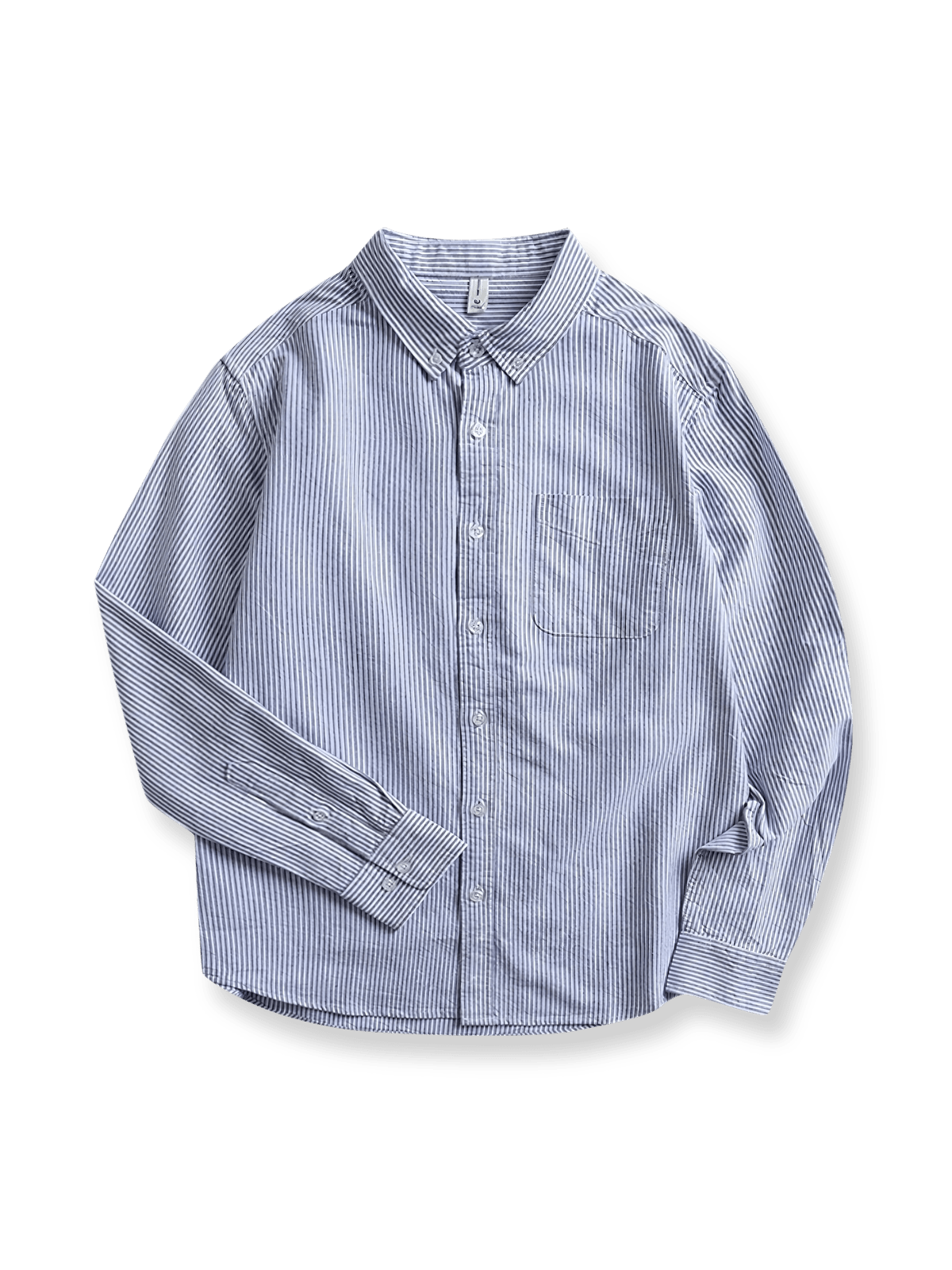 クラシックブルーストライプオックスフォードシャツの正面展示