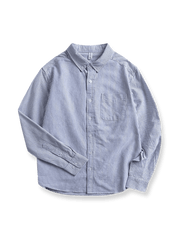 クラシックブルーストライプオックスフォードシャツの正面展示