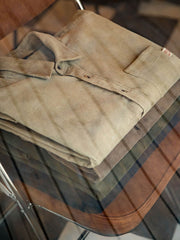 コーデュロイミリタリーグリーン長袖シャツ