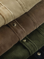 コーデュロイミリタリーグリーン長袖シャツ