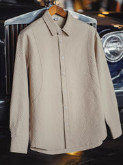 詳細画像:シャツの3D方格デザインディテール図