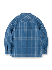 ウォッシュ テクスチャーチェック デニムシャツ全体像