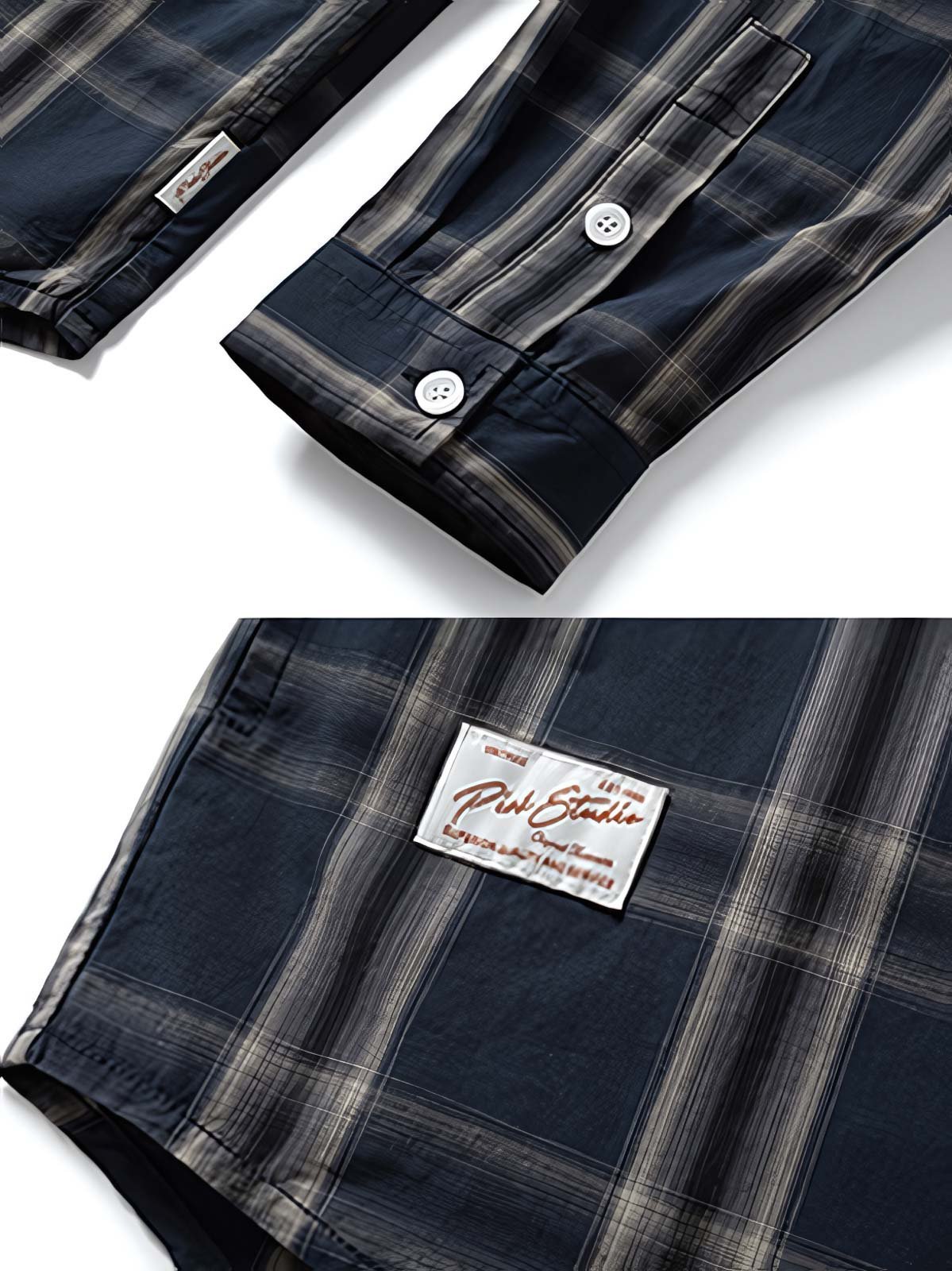 詳細画像: シャツのディテールとポケットのデザインを示すクローズアップ画像