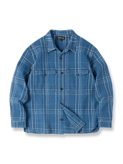 ウォッシュ テクスチャーチェック デニムシャツ全体像