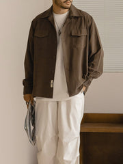 キューバカラー ピーチスキン 長袖シャツ