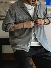 キューバカラー ピーチスキン 長袖シャツ