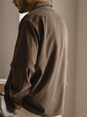 キューバカラー ピーチスキン 長袖シャツ