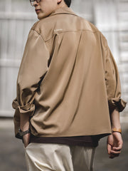 サテン 長袖シャツ