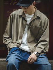 サテン 長袖シャツ