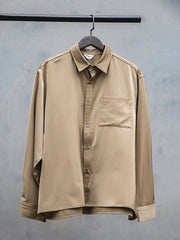 サテン 長袖シャツ