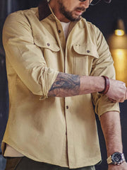 コーデュロイ襟 ワークシャツ