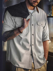 コーデュロイ襟 ワークシャツ