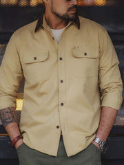 コーデュロイ襟 ワークシャツ