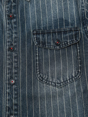 アメカジストライプ柄デニムシャツ