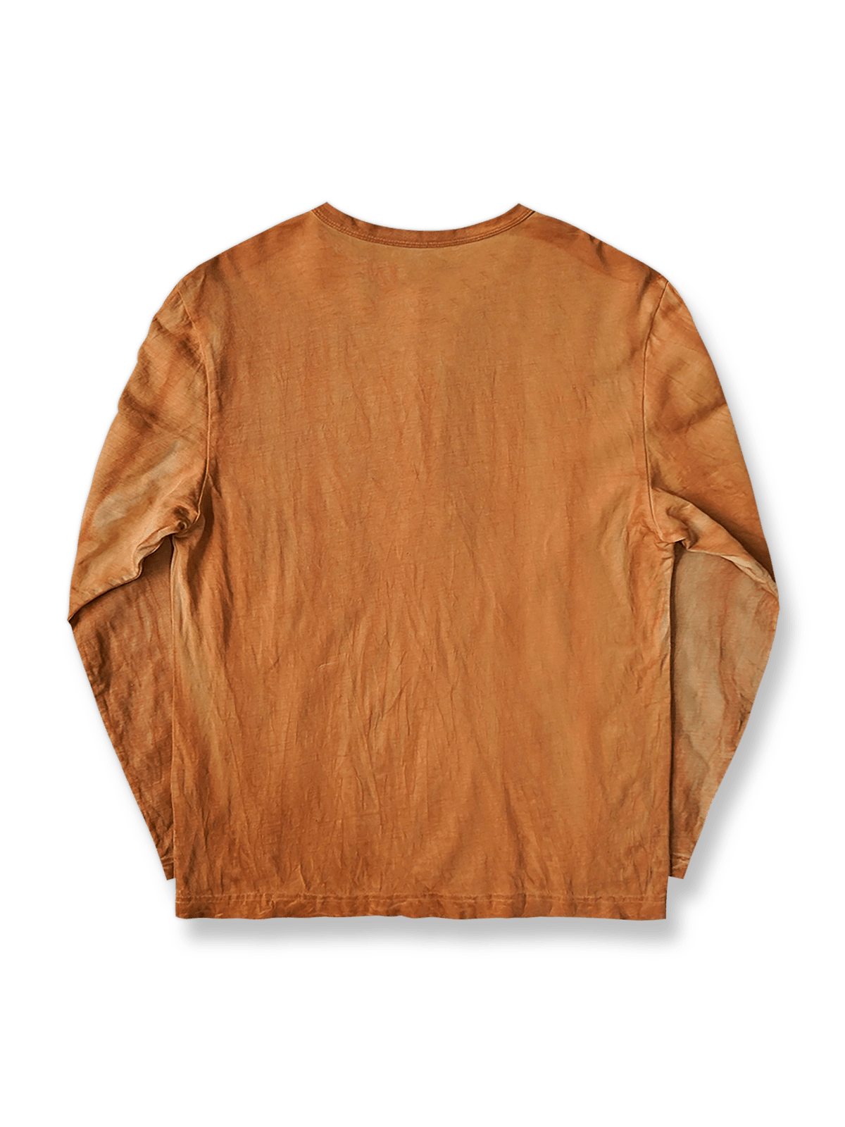 製品画像: 手染め柿染ヘンリーネックシャツの反面図