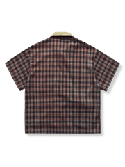 レトロチェック柄の短袖シャツ全体展示