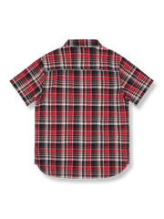 製品画像: アメリカンウエスタンレトロチェック柄半袖ワークシャツ反面図