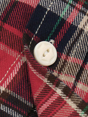 詳細画像: チェック柄と六角形キャッツアイボタンのディテール