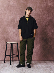 コットン&リネン プルオーバーポケット付き半袖シャツ