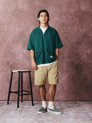 コットン&リネン プルオーバーポケット付き半袖シャツ