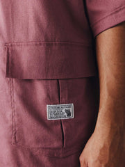 コットン&リネン プルオーバーポケット付き半袖シャツ