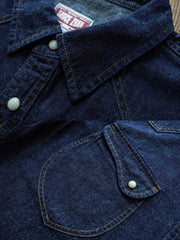 コットンリネンレトロ デニム半袖シャツ