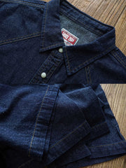 コットンリネンレトロ デニム半袖シャツ