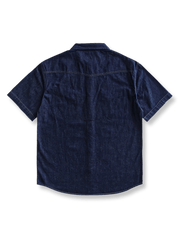 コットンリネンレトロ デニム半袖シャツ