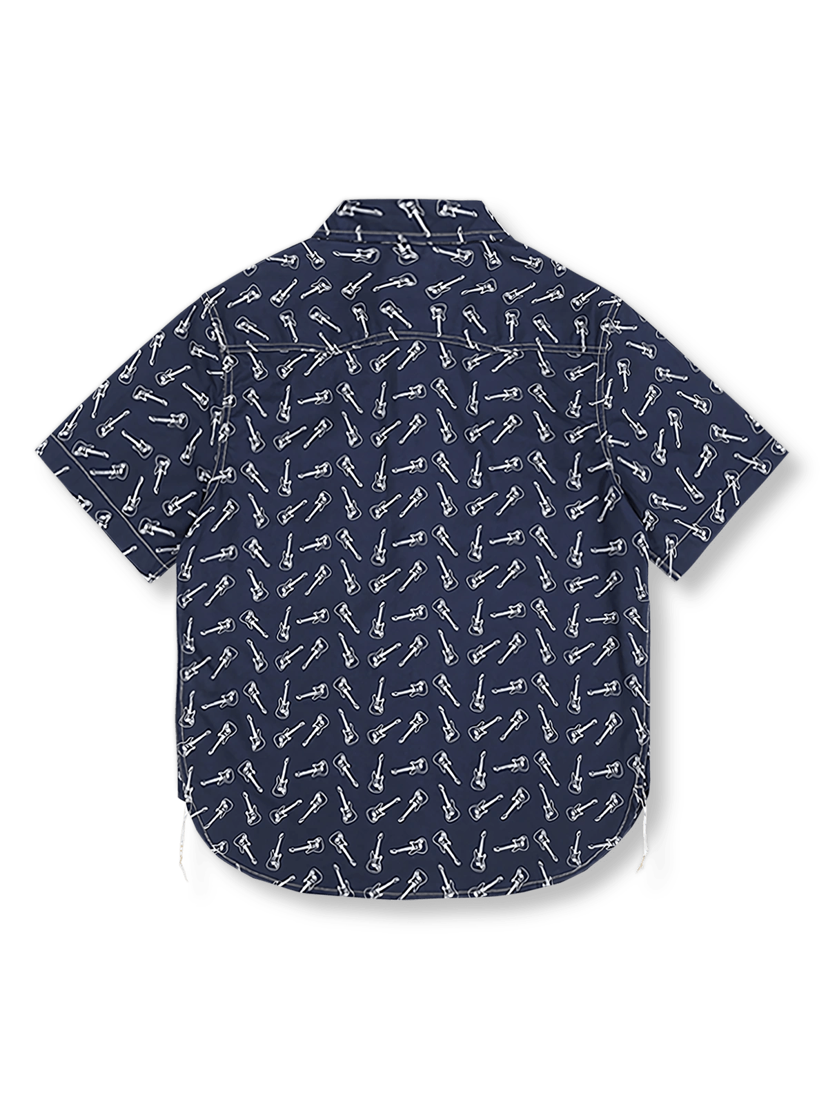 製品画像: インディゴギターパターンのアメリカンレトロワークシャツ反面図