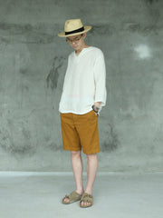 ウォッシュドサージコットンカジュアルショーツ