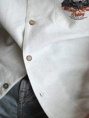 スカルドラゴン刺繍 キューバ 半袖シャツ