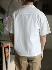 スカルドラゴン刺繍 キューバ 半袖シャツ