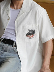 スカルドラゴン刺繍 キューバ 半袖シャツ