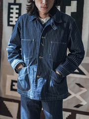 インディゴ染め ウォバッシュストライプ ジャケット