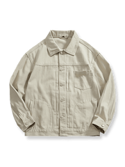 製品画像: ウォッシュドホワイトワークジャケットの全体像
詳細画像: 多ポケットデザインとウォッシュドホワイト生地のディテール