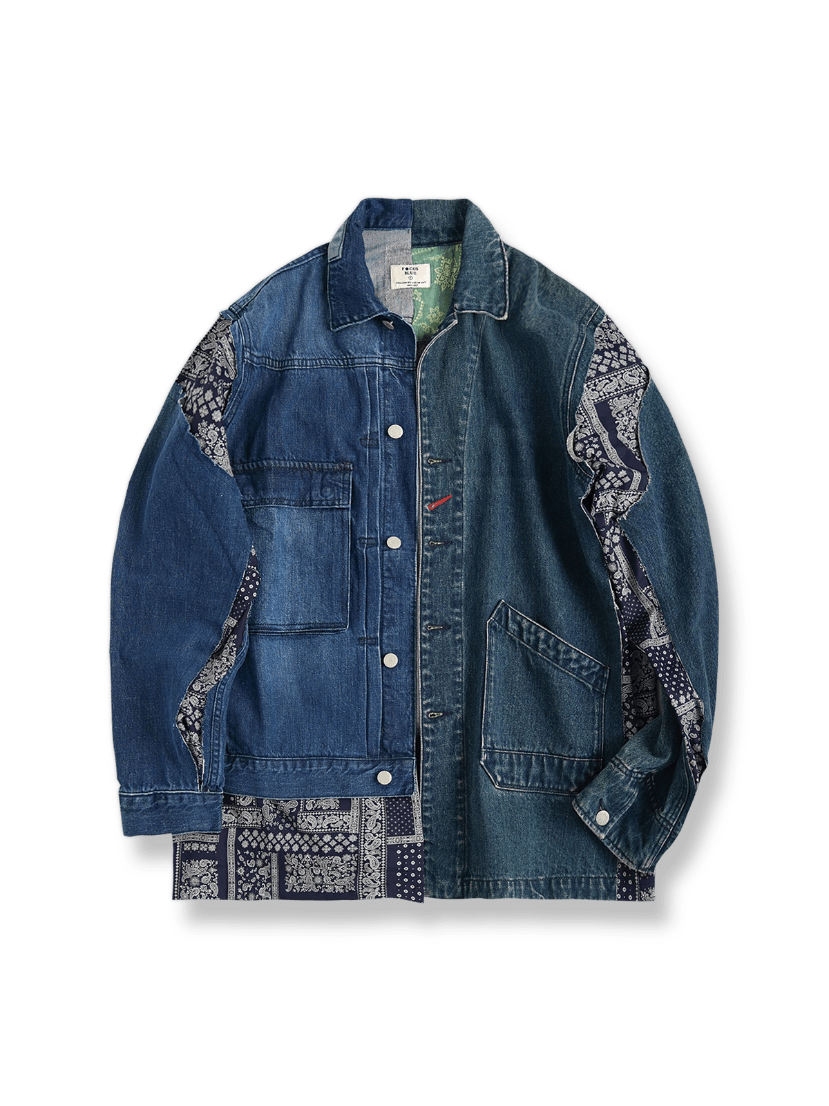 製品画像: アシンメトリーストラクチャードリメイクデニムジャケットの全体展示