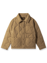 製品画像: ヴィンテージ風ひょうたん型キルティング中綿ジャケットのフロントビュー
詳細画像: ひょうたん型キルティング模様のディテール特写