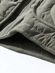 製品画像: ヴィンテージ風ひょうたん型キルティング中綿ジャケットのフロントビュー
詳細画像: ひょうたん型キルティング模様のディテール特写