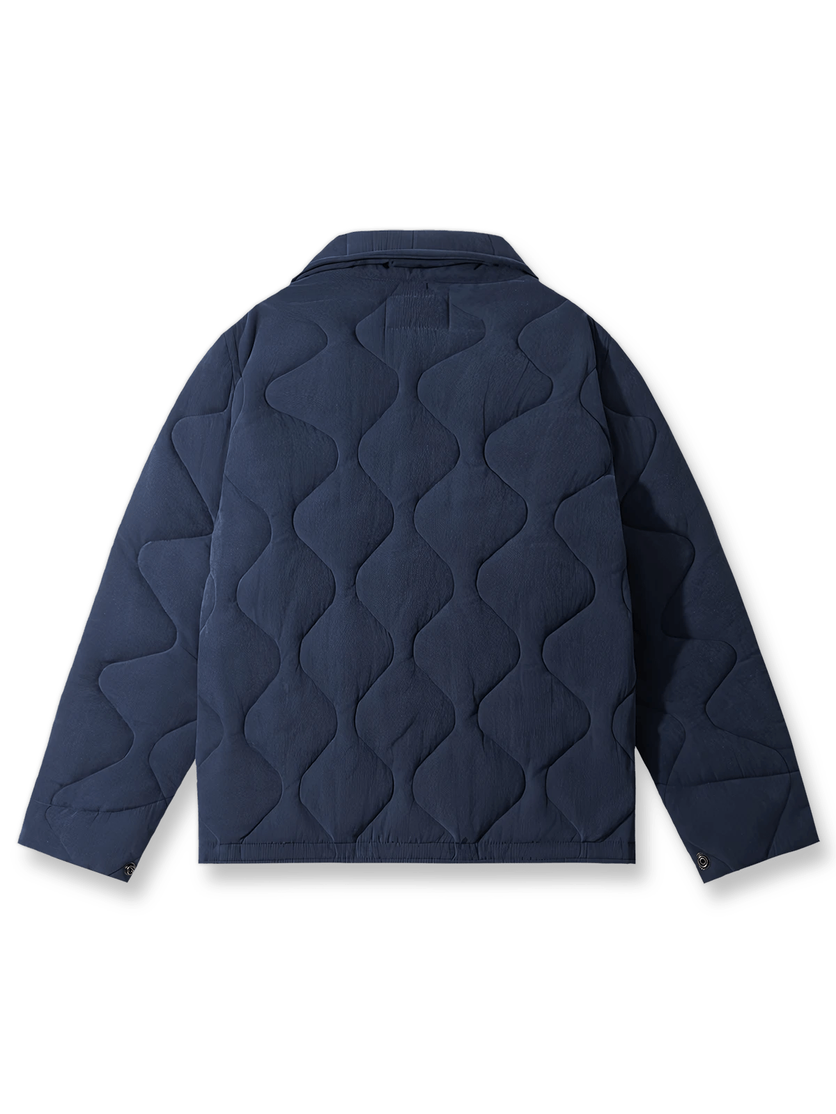 製品画像: ヴィンテージ風ひょうたん型キルティング中綿ジャケットのフロントビュー
詳細画像: ひょうたん型キルティング模様のディテール特写