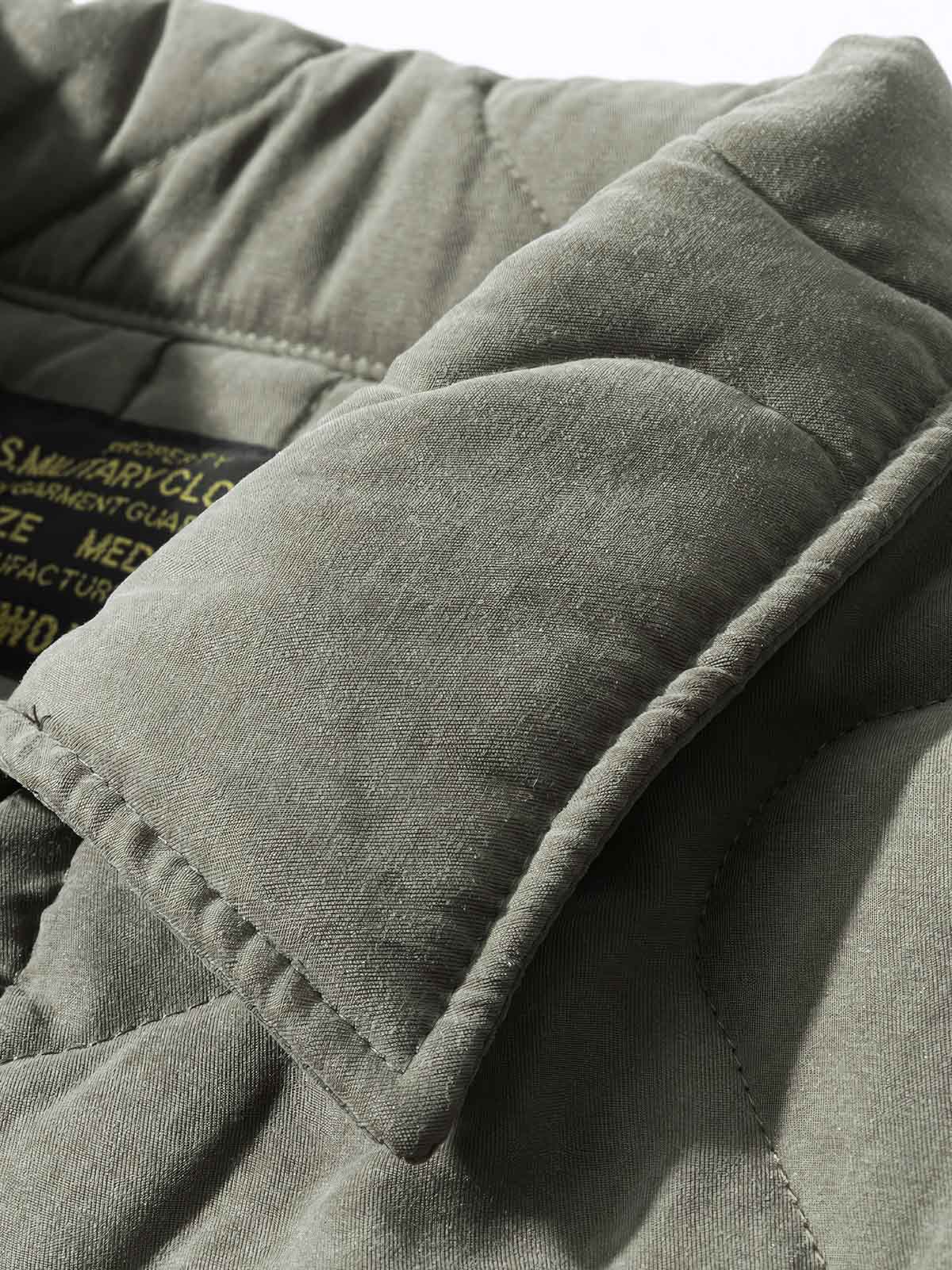 製品画像: ヴィンテージ風ひょうたん型キルティング中綿ジャケットのフロントビュー
詳細画像: ひょうたん型キルティング模様のディテール特写