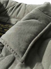 製品画像: ヴィンテージ風ひょうたん型キルティング中綿ジャケットのフロントビュー
詳細画像: ひょうたん型キルティング模様のディテール特写