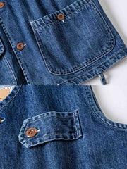 ウォッシュドマルチポケットワークデニムベスト