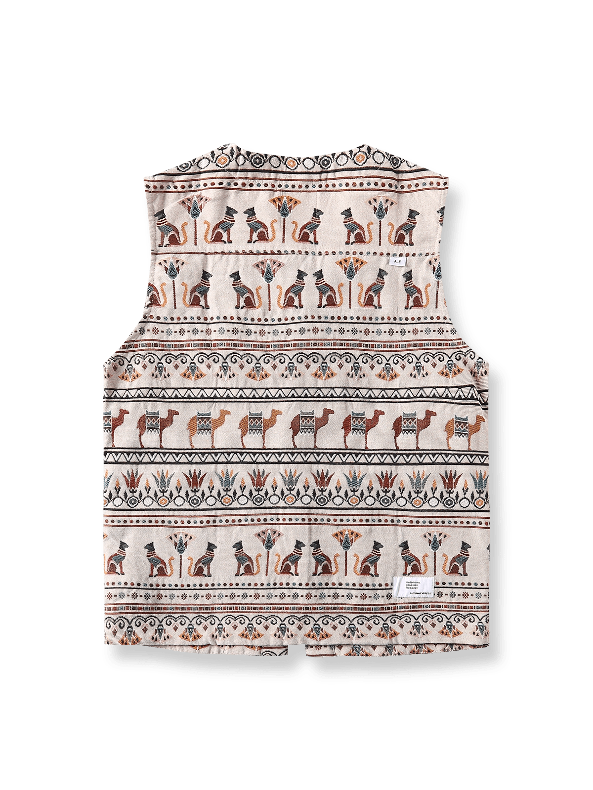 製品画像: エジプト壁画プリントワークベストの反面図