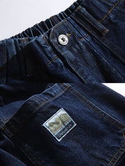 ウエストゴム 装飾ポケット デニムパンツ